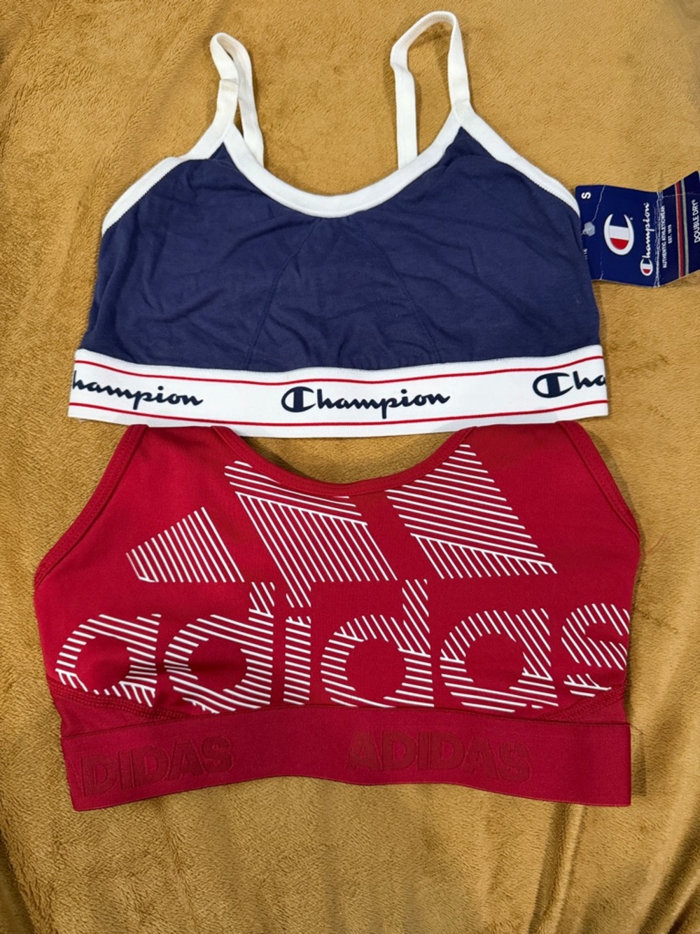 Champion Navy and White Logo Bralette - 2-Pack with Red Sports Bra